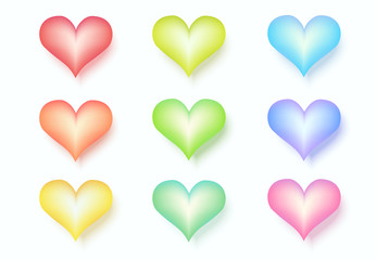 Six variation color of heart in collection.