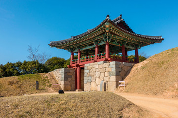 Outside Castle gate of cheonghaejin historical site