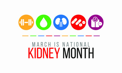 Vector illustration on the theme of National Kidney Month of March.