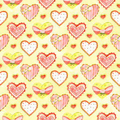 Fototapeta premium Pattern bouquet heart flowers valentines day easter illustration isolated white background textile greeting card