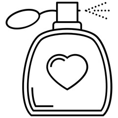 Love Heart Sign Fragrance Bottle Vector Icon Design, Gift Ideas for Valentine Day on White Background