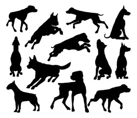A set of detailed animal silhouettes of a pet dog