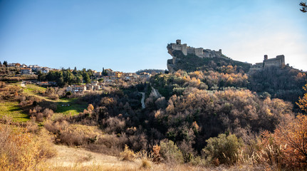 The medieval castle of Roccascalegna. Defensive bastion built on a cliff. Chieti, Abruzzo, Italy, Europe