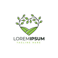 Love nature farm logo design vector