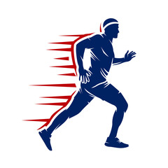 Obraz premium Running Logo Design, Marathon Logo, Running Club,Vector Illustration.