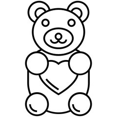 Teddy Bear Love and Romance Symbol, Stuff Toys Vector Icon Design