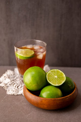 Fresh Kombucha with lime and ice