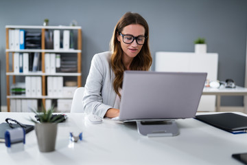 Beautiful Businesswoman Working At Her Computer