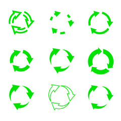 Fototapeta premium Vector recycle arrows. Set of icons.