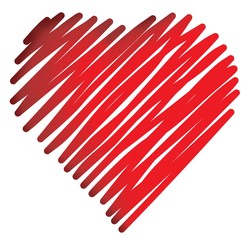 3d heart on red background