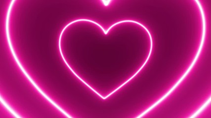 Concentric neon heart loop on black background