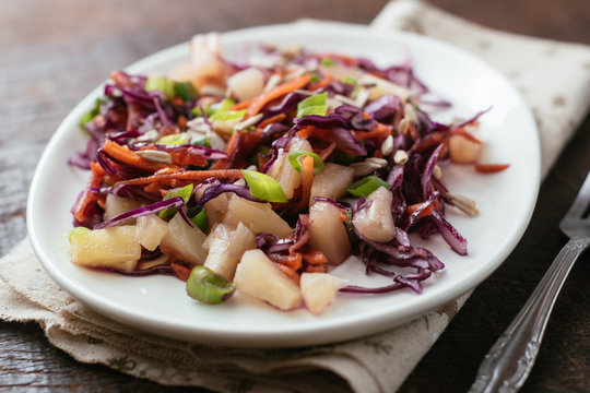 Winter Red Cabbage, Carrot and Pineapple Slaw