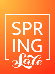 Spring Sale brush lettering. Vector stock illustration for banner or poster
