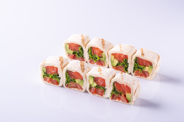  pita roll cut as a roll on a white background 1