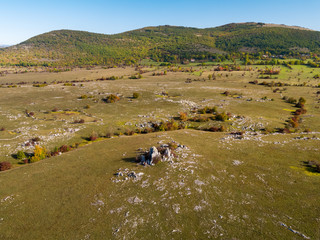 Aerial view of the autumn in Lika highland, Croatia