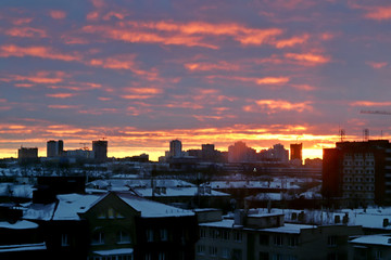 sunset over the city