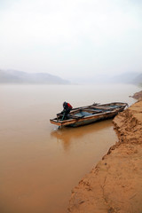 Diesel powered ferry on the Bank of the Yellow River