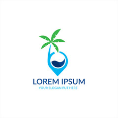 Beach traveling locator logo/icon design template vector eps