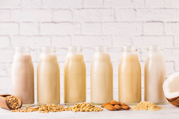 A bottles of alternative  milk and ingredient