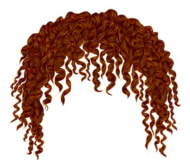 trendy curly disheveled african red hair  .  realistic  3d . fashion beauty style .unisex women  men