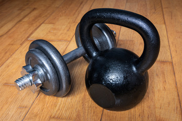 Kettlebell and dumbbell