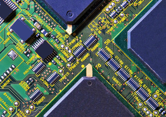 a board with integrated circuits