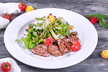 salad with meat and vegetables