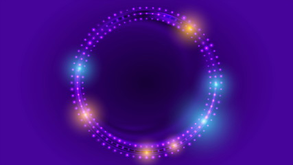 Neon led lights abstract violet circles background