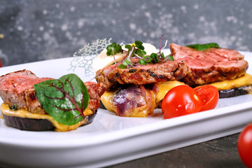 grilled meat with vegetables