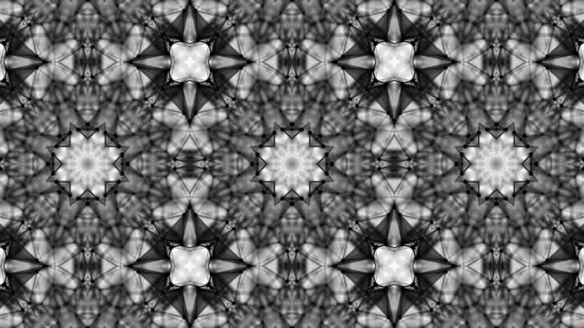 black and white moving kaleidoscope pattern on white. three-dimensional abstract animation. Background. 3d render