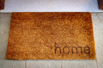 Brown coir entrance door mat, sweet home concept