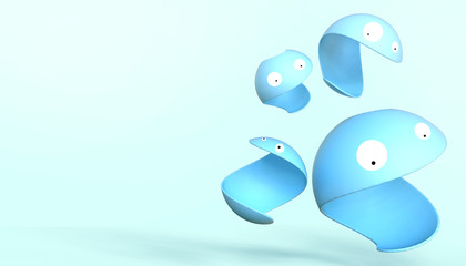 Abstract  Geometric linear Circle ball  Creative ideas on Blue  background  - 3d rendering