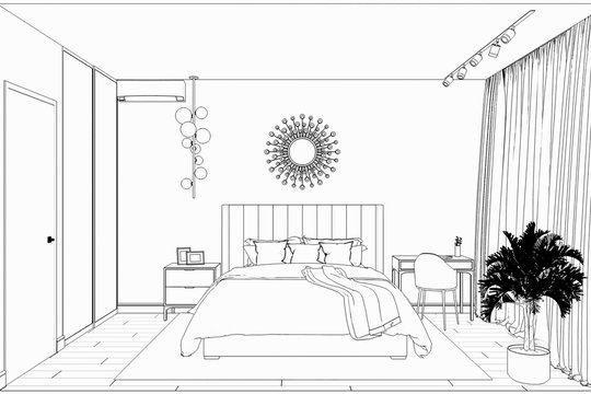 6 5 Best Bedroom Line Drawing Images Stock Photos Vectors Adobe Stock