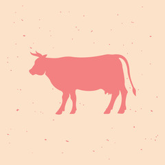 Beef. Vintage logo, retro print, poster for Butchery meat shop. Logo template for meat business, meat shop.