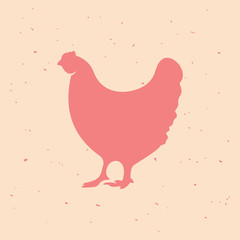 Chicken, hen. Vintage logo, retro print, poster for Butchery meat shop. Logo template for meat business, meat shop.