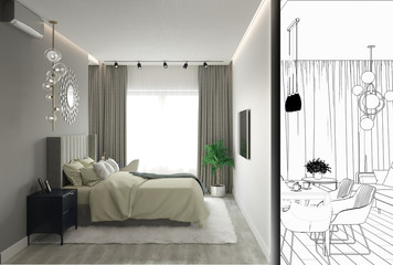 modern apartment interior, 3D illustration