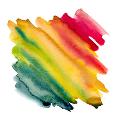 Paint abstract splash of watercolor for the text message background. Colorful splashing in the paper. It is wet texture from brushes. Picture for creative wallpaper or design art work.