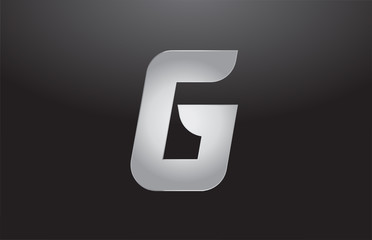 metal alphabet letter silver G grey logo business company design icon template