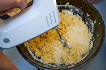 Making dough for traditional Czech Christmas cake
