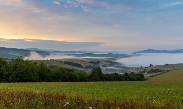 Sunrise in National park Poloniny, Carpathians, Slovakia