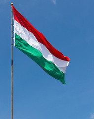 Hungarian flag on blue sky