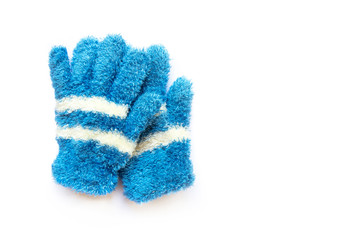 Fabric gloves on white background.