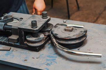 Pipe bending machine in the old workshop