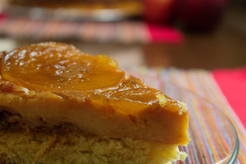 Brazilian apple pie, sweet very famous in Brazil on the wood table kitchen