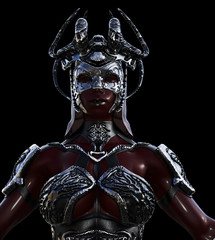 female beast with armor and horns