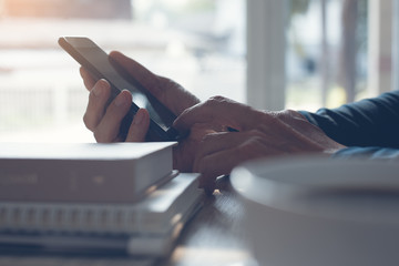 Casual man using smartphone