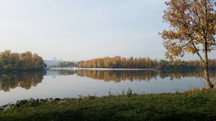 Autumn Landscape. A walk in the park along the lake