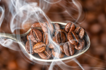 coffee beans in the detail close up