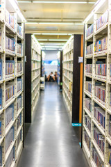 blurred interior of public library