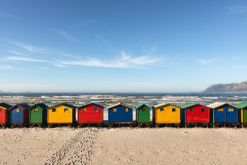 Naklejka premium Painted beach huts in South Africa